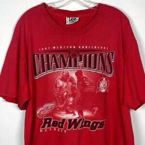 Vintage 1997 Lee Sport Men Red Wings Stanley Cup Champions T-Shirt Sz XL